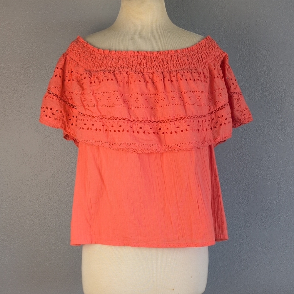 Sofia by Sofia Vergara Pink Smocked Ruffled Blouse